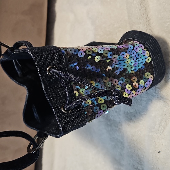 CHANEL Denim Iridescent Sequin Mini Bucket Bag - Picture 3 of 12